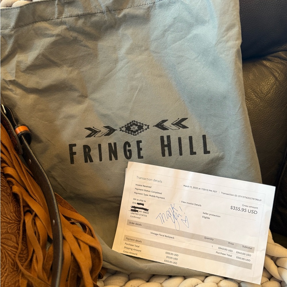 Fringe Hill Full Grain Leather Floral backpack/crossbody for women